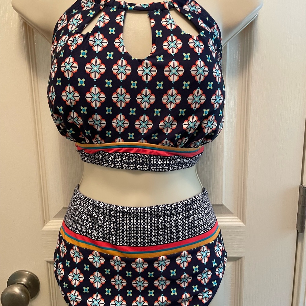 Floral Patterned Two-Piece Swimsuit